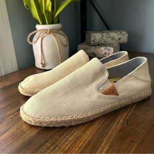 Olukai Women's Creme Kaula Pa'a Kapa Linen Espadrille Flats Shoes Size W11
